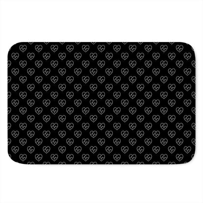 Black And White Heartbeat Pattern Print Indoor Door Mat
