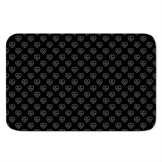 Black And White Heartbeat Pattern Print Indoor Door Mat