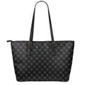 Black And White Heartbeat Pattern Print Leather Tote Bag With Zipper