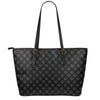 Black And White Heartbeat Pattern Print Leather Tote Bag
