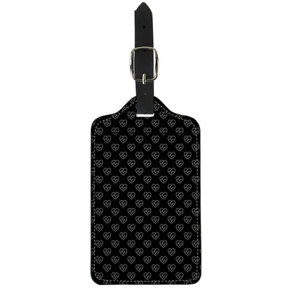Black And White Heartbeat Pattern Print Luggage Tag