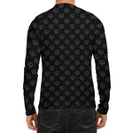 Black And White Heartbeat Pattern Print Men's Long Sleeve Rash Guard