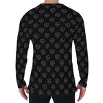 Black And White Heartbeat Pattern Print Men's Long Sleeve T-Shirt