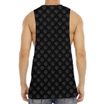 Black And White Heartbeat Pattern Print Men's Muscle Tank Top