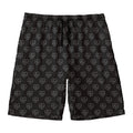 Black And White Heartbeat Pattern Print Men's Swim Trunks