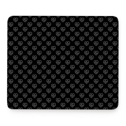 Black And White Heartbeat Pattern Print Mouse Pad