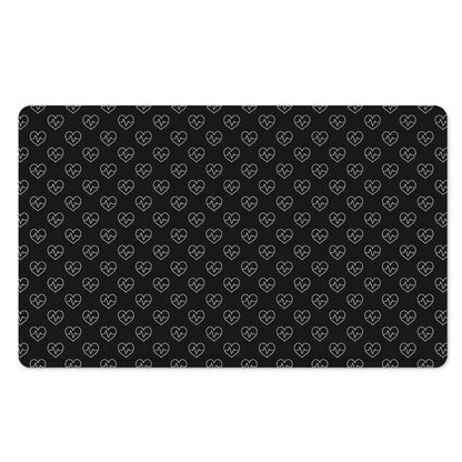 Black And White Heartbeat Pattern Print Polyester Doormat