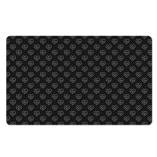 Black And White Heartbeat Pattern Print Polyester Doormat