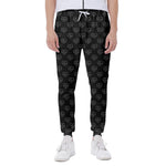 Black And White Heartbeat Pattern Print Scuba Joggers