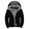 Black And White Heartbeat Pattern Print Sherpa Lined Zip Up Hoodie