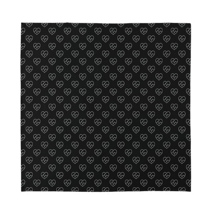 Black And White Heartbeat Pattern Print Silk Bandana
