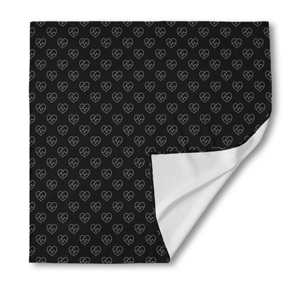 Black And White Heartbeat Pattern Print Silk Bandana