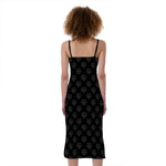 Black And White Heartbeat Pattern Print Slim Fit Midi Cami Dress