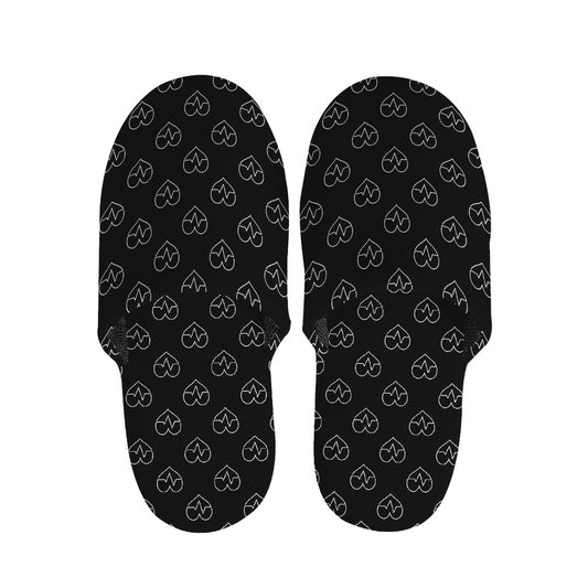 Black And White Heartbeat Pattern Print Slippers