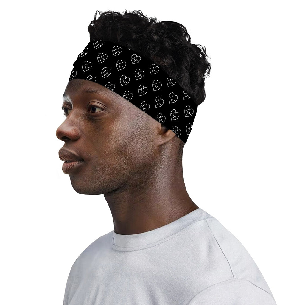 Black And White Heartbeat Pattern Print Sports Headband