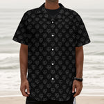 Black And White Heartbeat Pattern Print Textured Short Sleeve Shirt