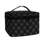 Black And White Heartbeat Pattern Print Travel Makeup Bag