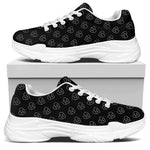 Black And White Heartbeat Pattern Print White Chunky Shoes