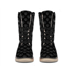 Black And White Heartbeat Pattern Print Winter Boots