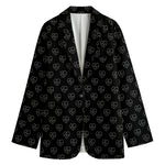 Black And White Heartbeat Pattern Print Women's Blazer