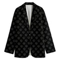 Black And White Heartbeat Pattern Print Women's Cotton Blazer