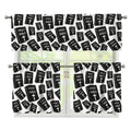 Black And White Holy Bible Pattern Print 3 Piece Kitchen Curtains