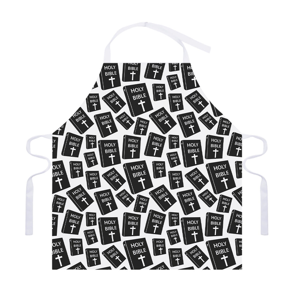Black And White Holy Bible Pattern Print Adjustable Apron