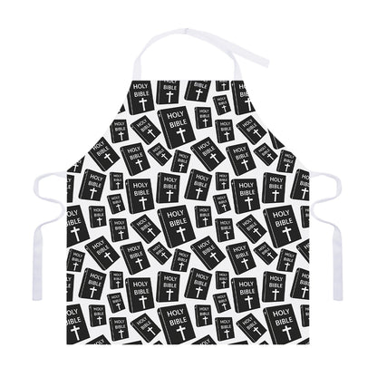 Black And White Holy Bible Pattern Print Adjustable Apron