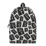 Black And White Holy Bible Pattern Print Backpack