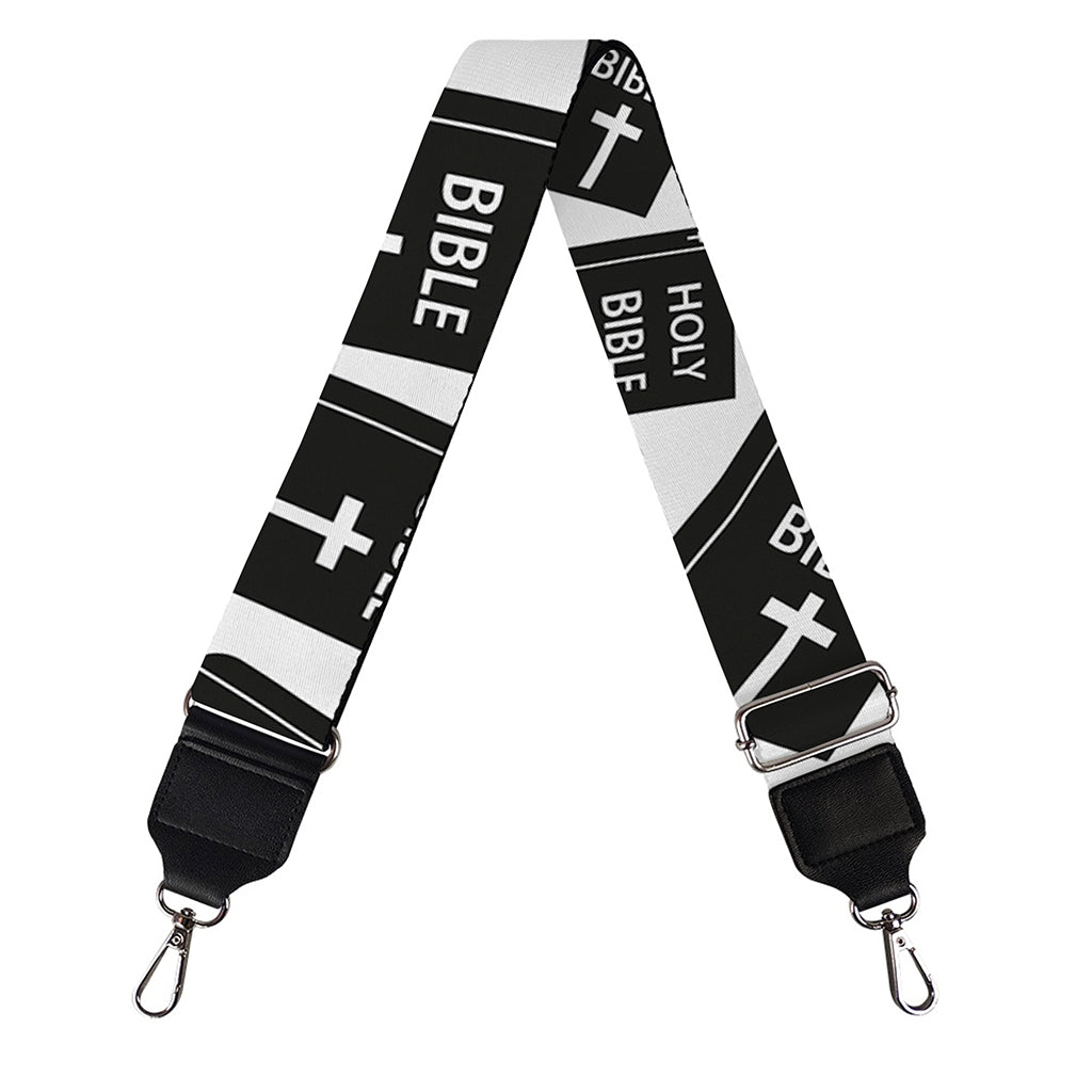Black And White Holy Bible Pattern Print Bag Strap