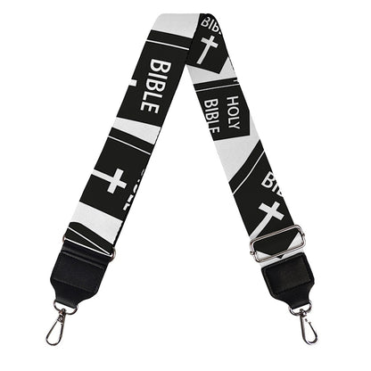 Black And White Holy Bible Pattern Print Bag Strap
