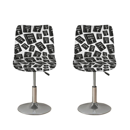 Black And White Holy Bible Pattern Print Bar Stool Covers