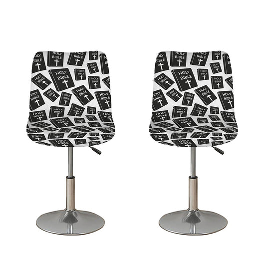 Black And White Holy Bible Pattern Print Bar Stool Covers