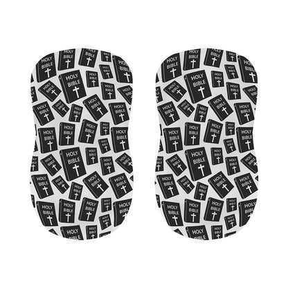 Black And White Holy Bible Pattern Print Bar Stool Covers
