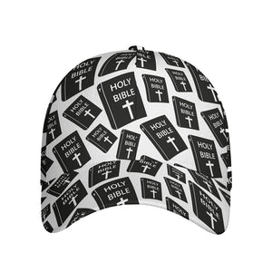 Black And White Holy Bible Pattern Print Baseball Cap