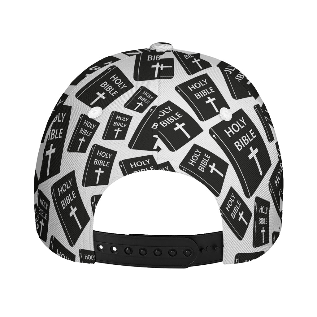 Black And White Holy Bible Pattern Print Baseball Cap