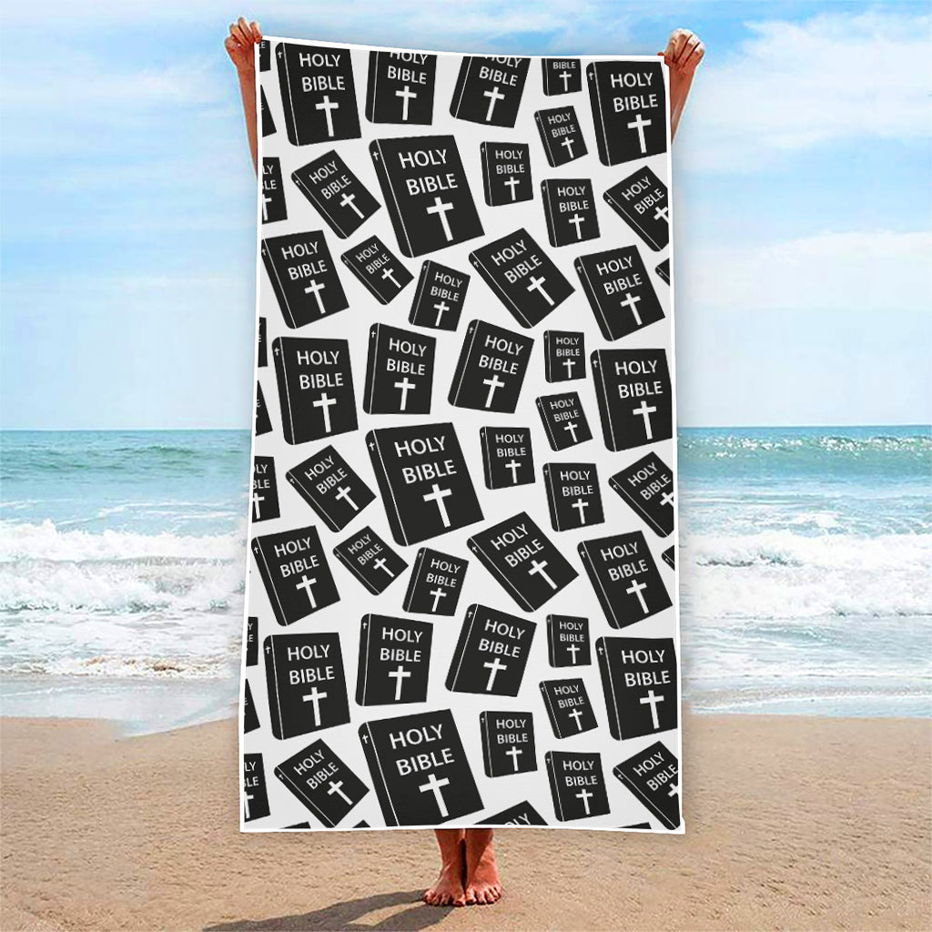 Black And White Holy Bible Pattern Print Beach Towel