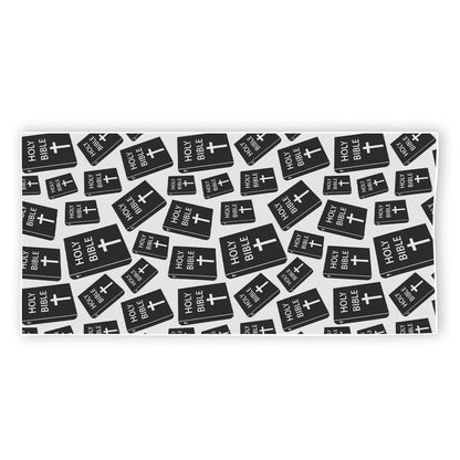 Black And White Holy Bible Pattern Print Beach Towel