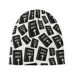 Black And White Holy Bible Pattern Print Beanie