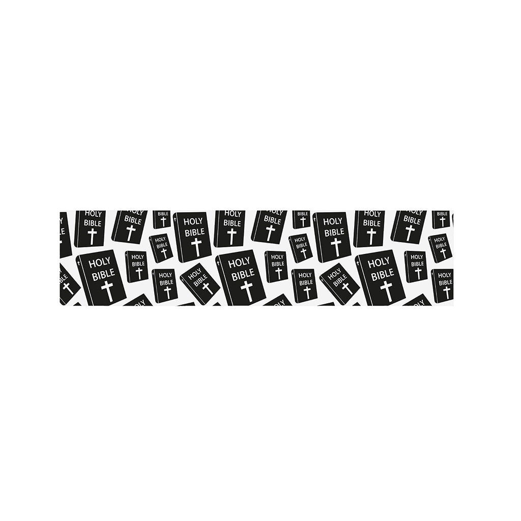 Black And White Holy Bible Pattern Print Bed Runner