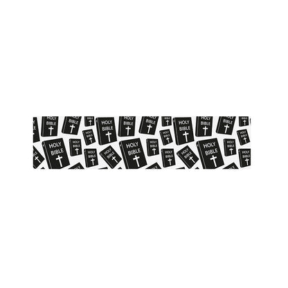 Black And White Holy Bible Pattern Print Bed Runner