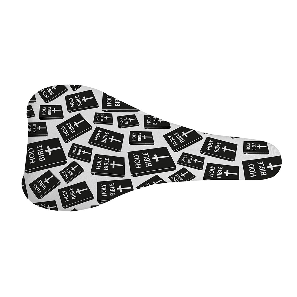 Black And White Holy Bible Pattern Print Bicycle Seat Cover