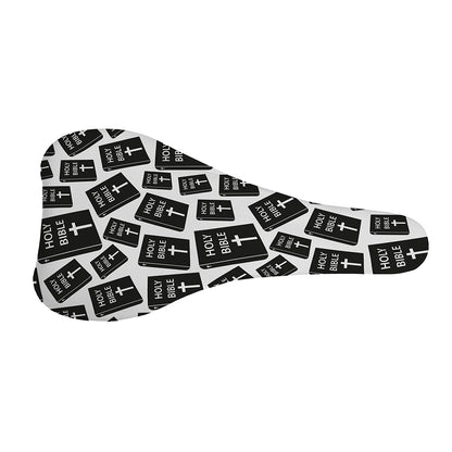 Black And White Holy Bible Pattern Print Bicycle Seat Cover
