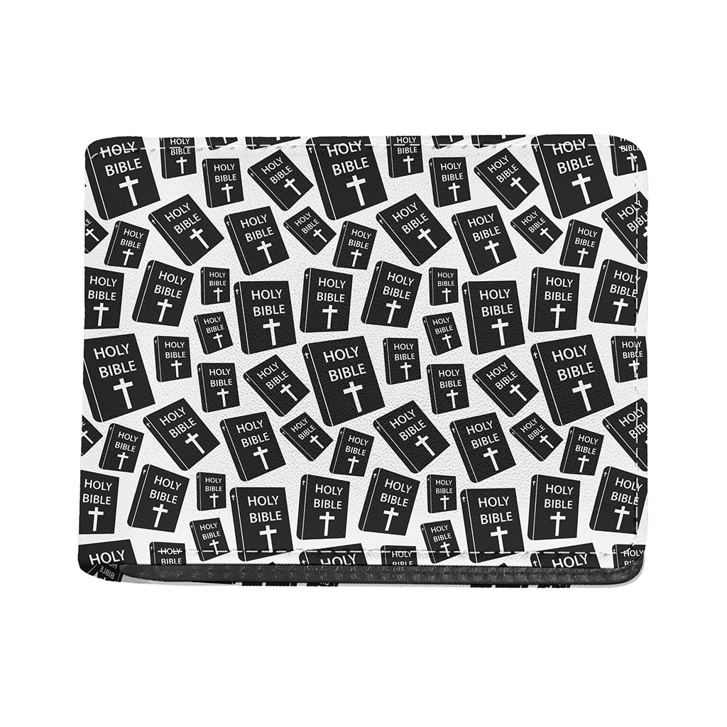 Black And White Holy Bible Pattern Print Bifold Wallet
