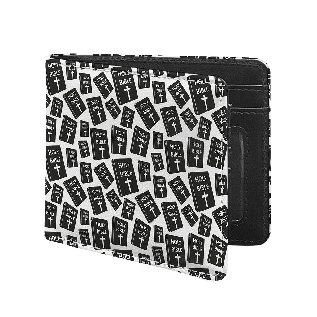 Black And White Holy Bible Pattern Print Bifold Wallet