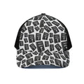 Black And White Holy Bible Pattern Print Black Mesh Trucker Hat