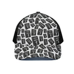 Black And White Holy Bible Pattern Print Black Mesh Trucker Cap