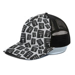 Black And White Holy Bible Pattern Print Black Mesh Trucker Cap
