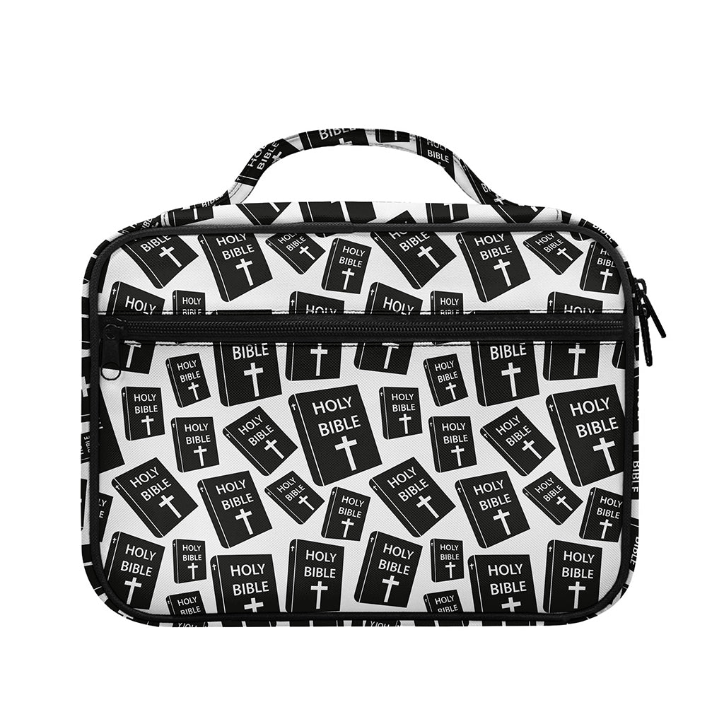 Black And White Holy Bible Pattern Print Briefcase Bible Bag
