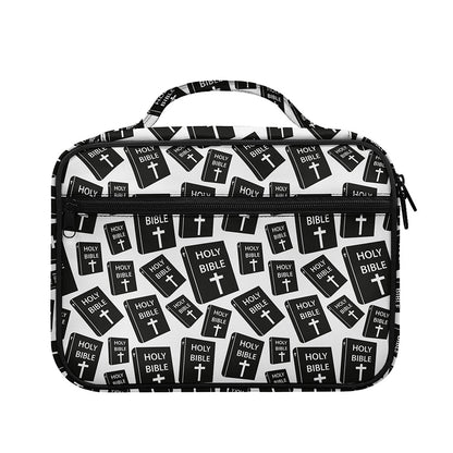 Black And White Holy Bible Pattern Print Briefcase Bible Bag